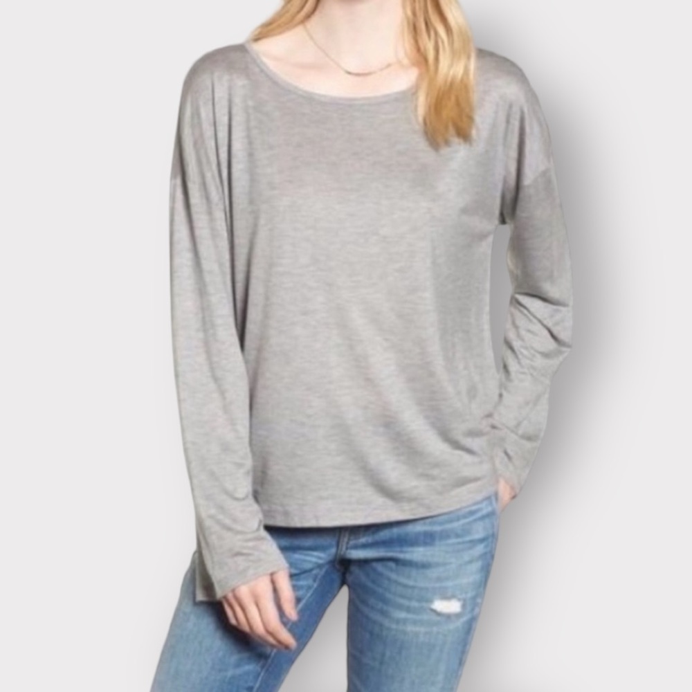 Madewell Libretto Wide-Sleeve Top in Gray Heather Small